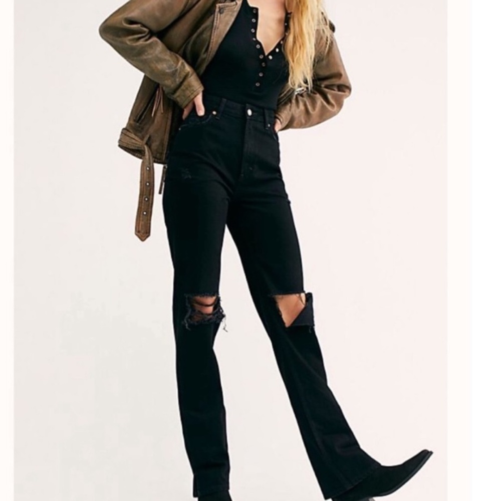 Free People My Own Lane Black Bootcut Jeans